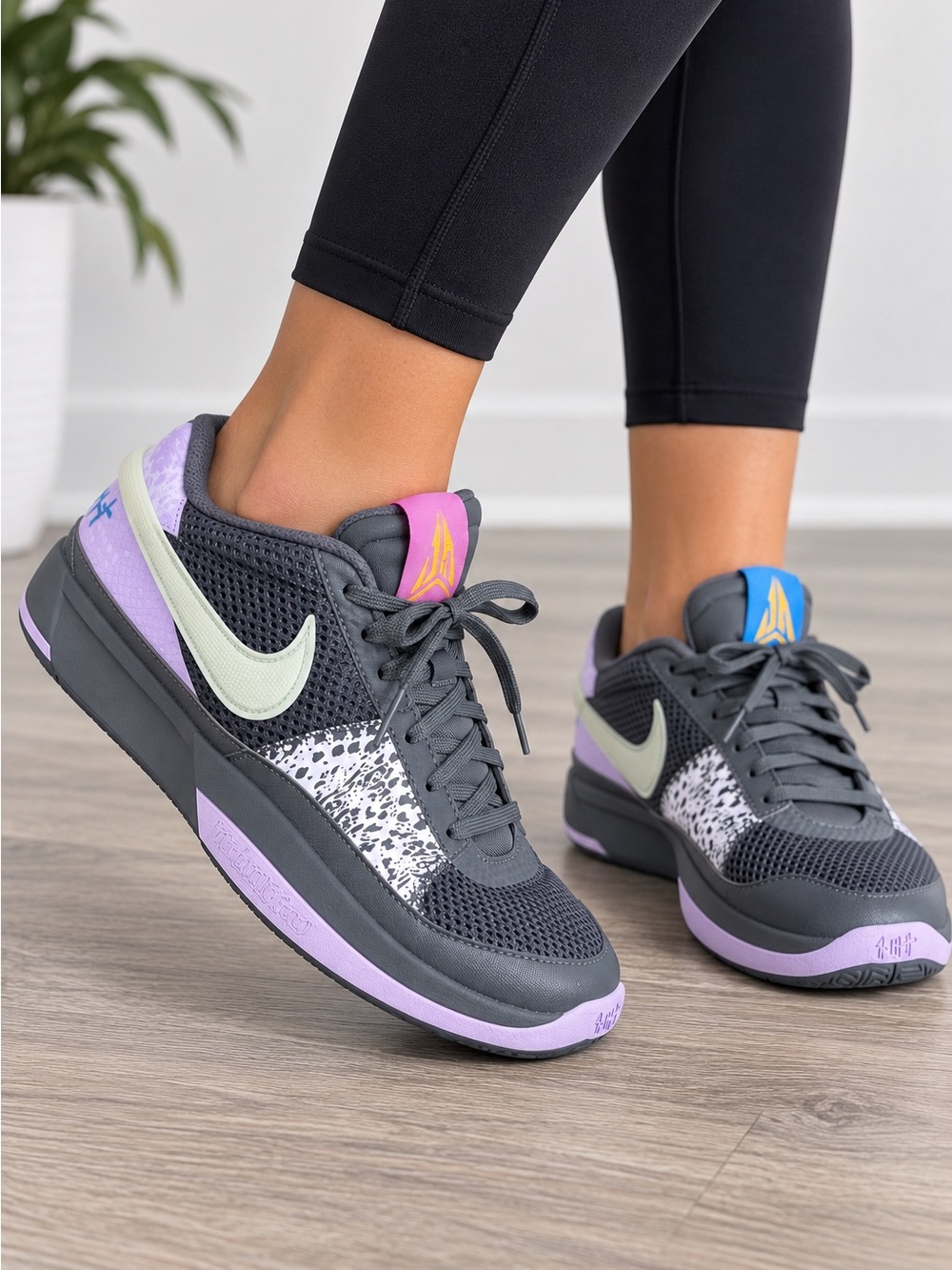 Nike Ja 1 Night Women's Dark Gray Sneakers Lavender aAccents basketball shoe 8.5